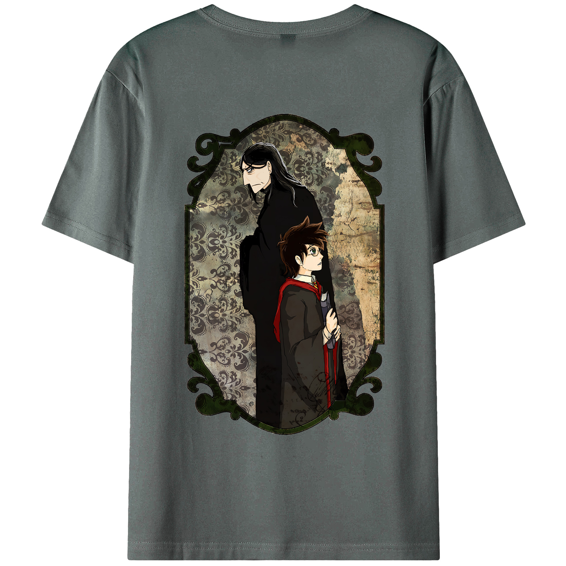 （画像用） Harry Potter ハリー・ポッターシリーズ 綿100％ メンズ半袖Tシャツ（バックプリント） 通気性
